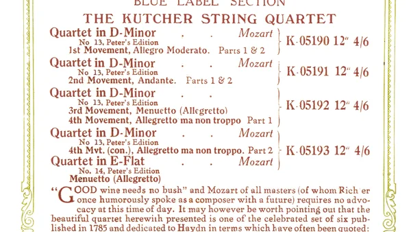 Kutcher String Quartet recording with Vocalion