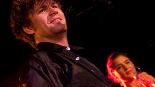 Jack Peñate and backing vocal Jessie Ware in the background (27th January 2010)