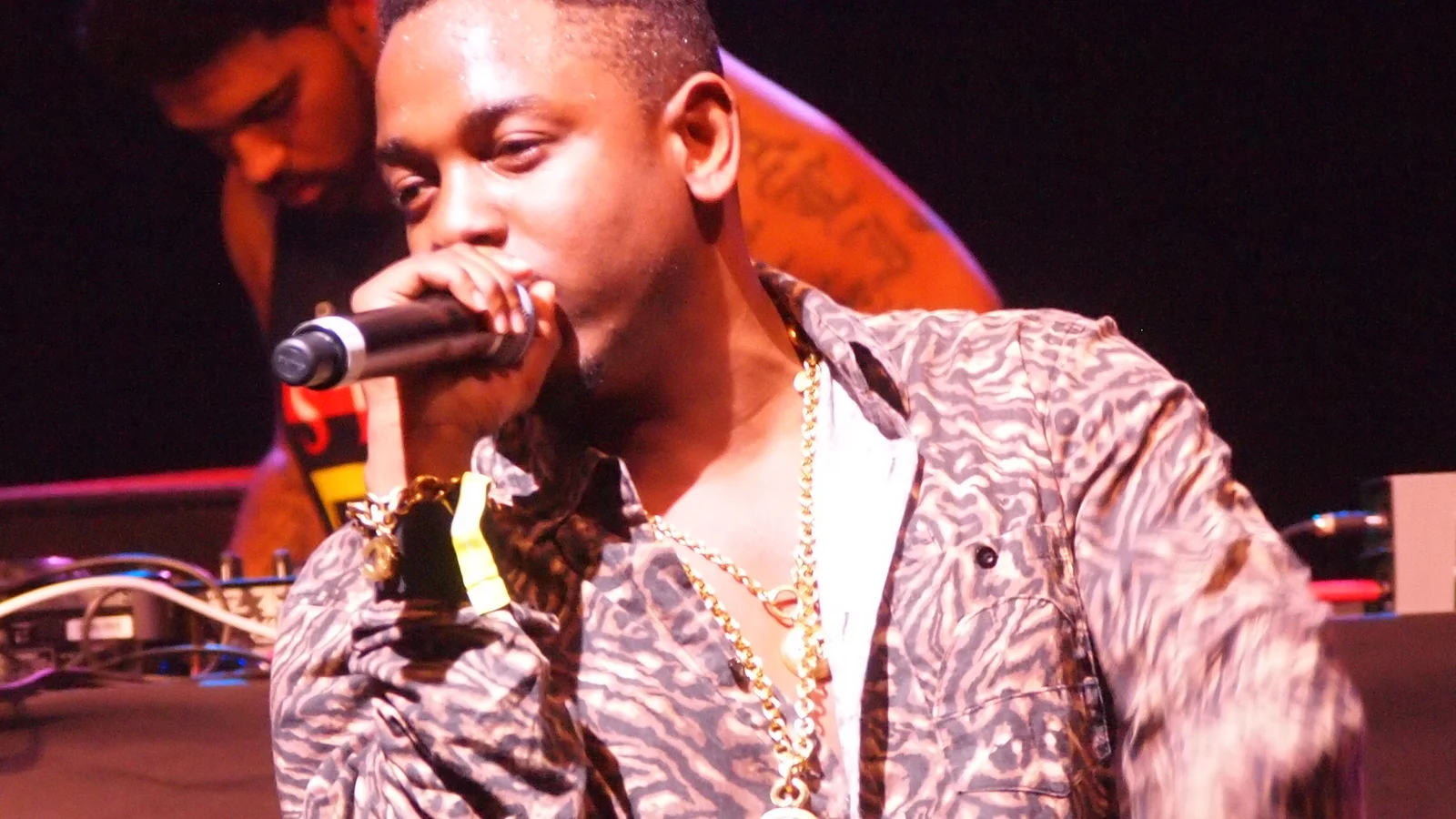 Kendrick Lamar performs Thursday night at Bonnaroo in Manchester, Tennessee.
