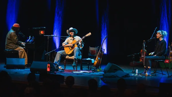 Adrianne Lenker with Nick Hakim and Josefin Runsteen at the Barbican in London on 28 April 2024