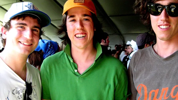 Princeton, an indie pop band at Coachella 2008Image text: Future Coachella headliners, Ben Usen, Jesse Kivel and Matt Kivel.
