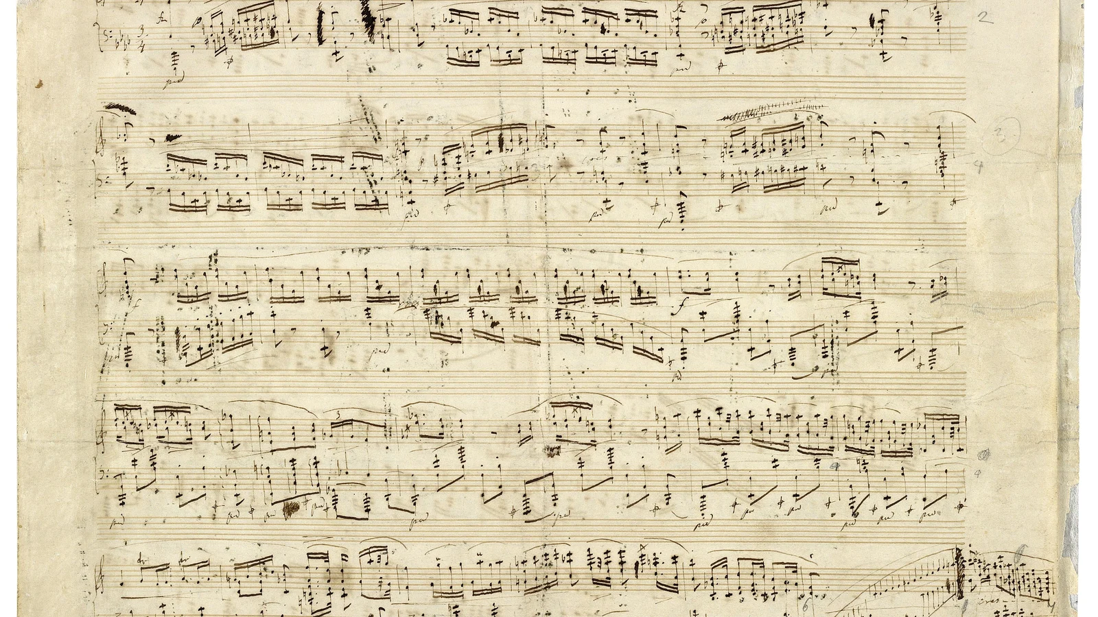 Autographed partiture by the Polish composer Frédéric Chopin of his Polonaise Op. 53 in A flat major for piano, 1842.