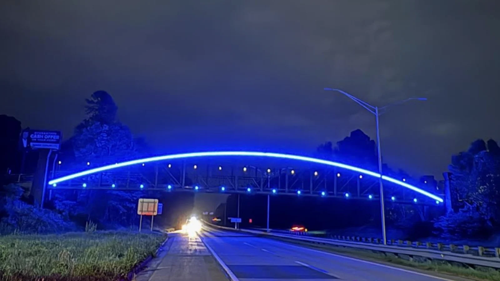 The R. Kelly Bryant Jr. Pedestrian Bridge over North Carolina Highway 147 near downtown Durham, North Carolina