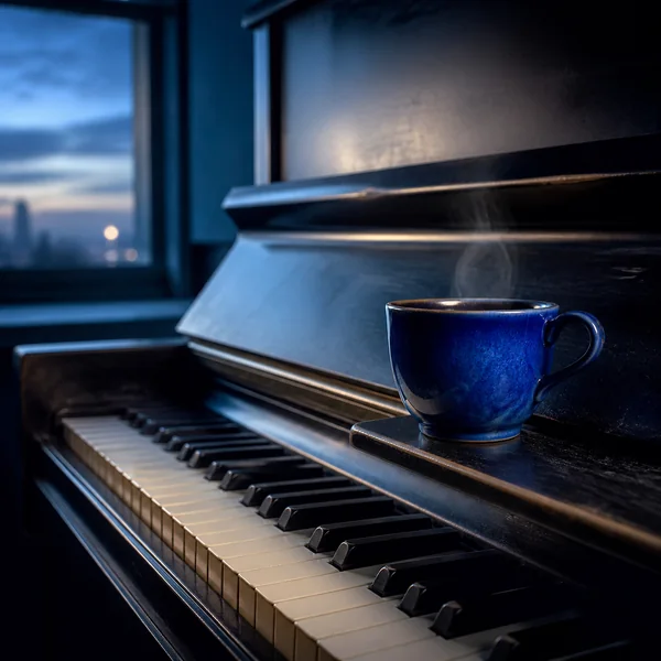 Blue Cup on the Piano artwork