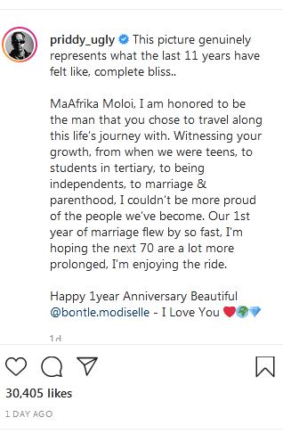 Priddy Ugly Charms Mzansi With Wedding Anniversary Post 2