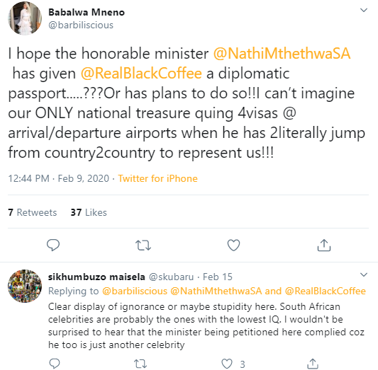 Babalwa Mneno Wants Black Coffee To Have A Diplomatic Passport 2