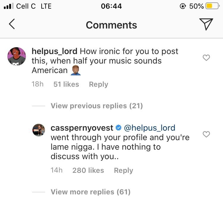 Cassper Calls A Fan Lame For Accusing Him Of Sounding American 2