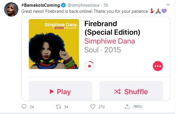 Simphiwe Dana’s Album, Firebrand Is Back Online 2