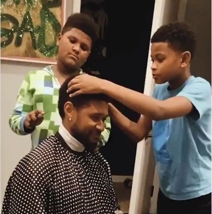 Watch Usher Kids Fix Him Up With A Haircut