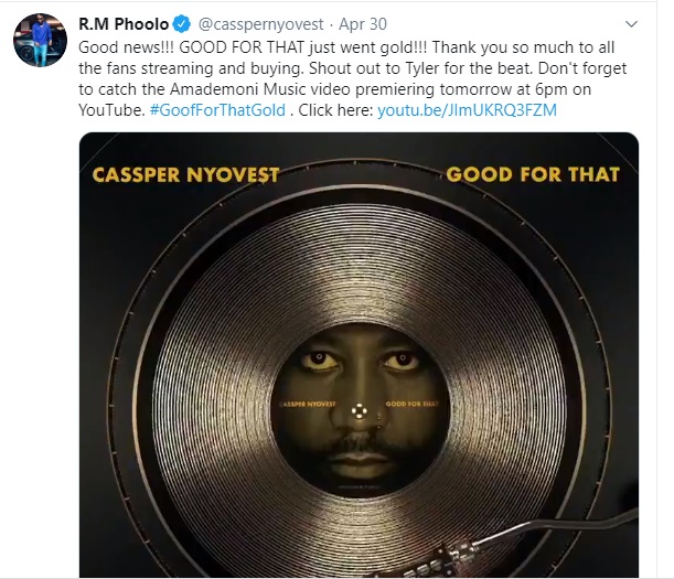 Cassper Nyovest’s ‘Amademoni’ Has Cameo From J. Cole, ‘Good For That’ Goes Gold