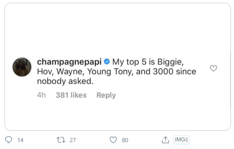 Drake Lists His Top 5 Rappers Of All Time 2