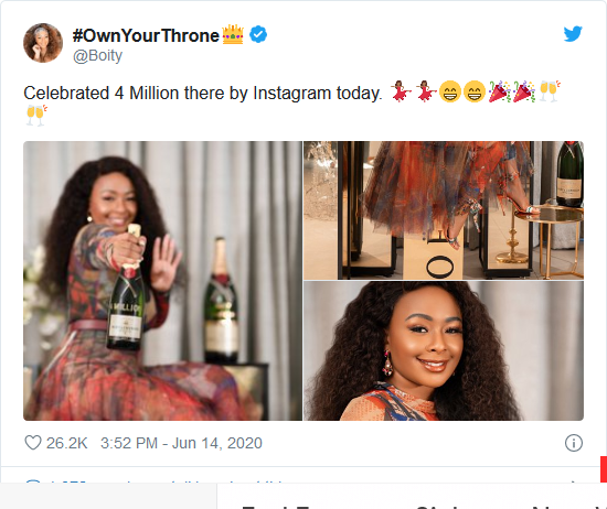 Boity Celebrates Milestone Of 4 Million Followers On Instagram 2