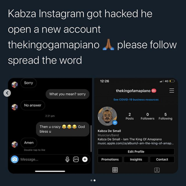 Dj Maphorisa Shares Conversation With Kabza De Small'S Instagram Account Hacker 3