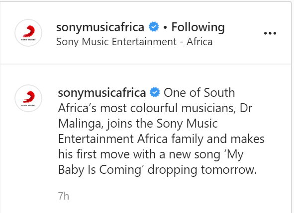Dr Malinga Joins Sony Music Entertainment Africa, Set To Release &Quot;My Baby Is Coming&Quot; 2