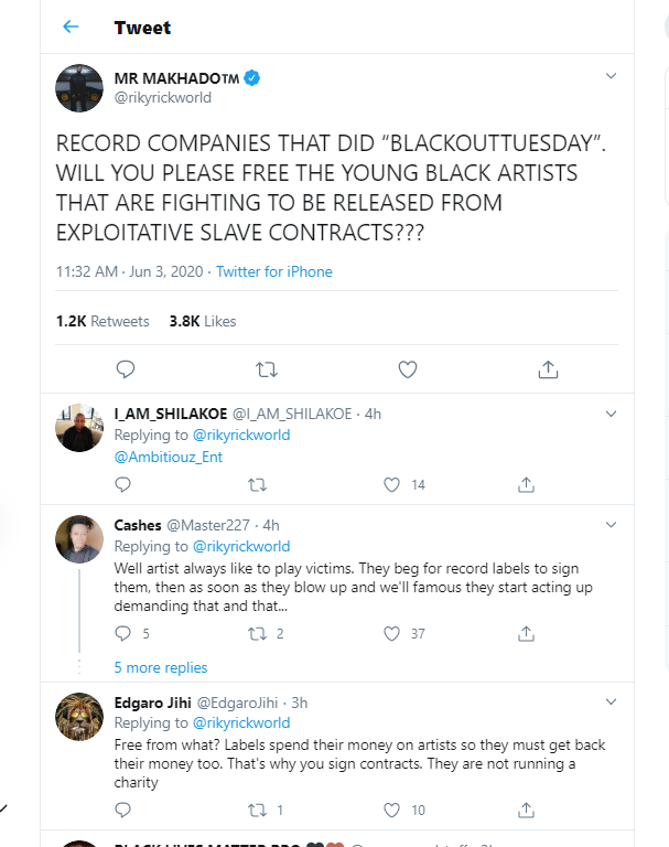 Riky Rick Blasts Record Labels That Partook In Blackouttuesday - &Quot;Free The Young Black Artists From Exploitative Contracts&Quot; 2