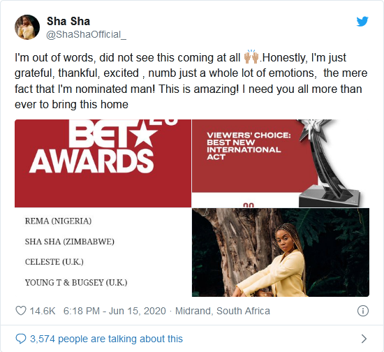 Sho Madjozi And Sha Sha Bag Bet Award 2020 Nominations - See Full List 3