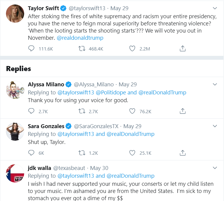 Taylor Swift Goes Viral With Tweet Denouncing Trump 3