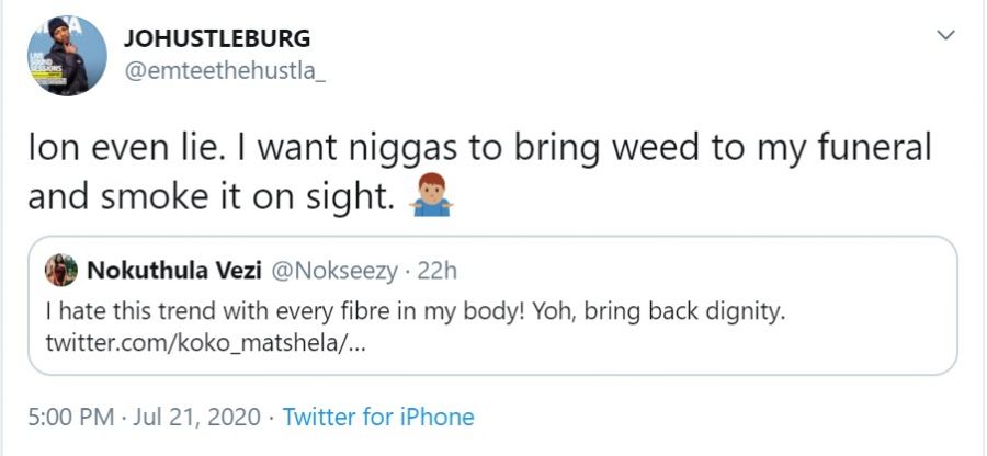 Emtee Wants People To Smoke Weed At His Funeral 2