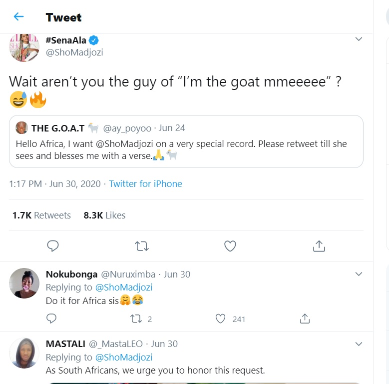 Ghanaian &Quot;Goat&Quot; Rapper, Ay Poyoo Wants A Collab With Sho Madjozi 2