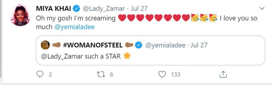 Lady Zamar Reacts To Yemi Alade'S Appreciation Post 2