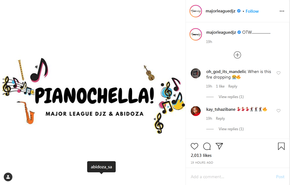 Major League Djz Pianochella Artwork Unveiled, Project Features Abidoza 2