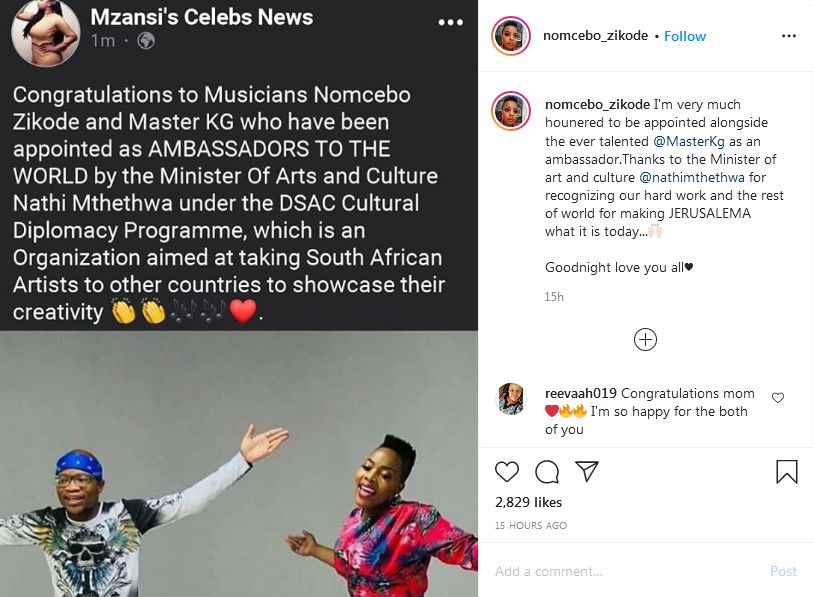 Master Kg &Amp; Nomcebo Zikode Appointed Ambassadors By Arts &Amp; Culture Ministry 2