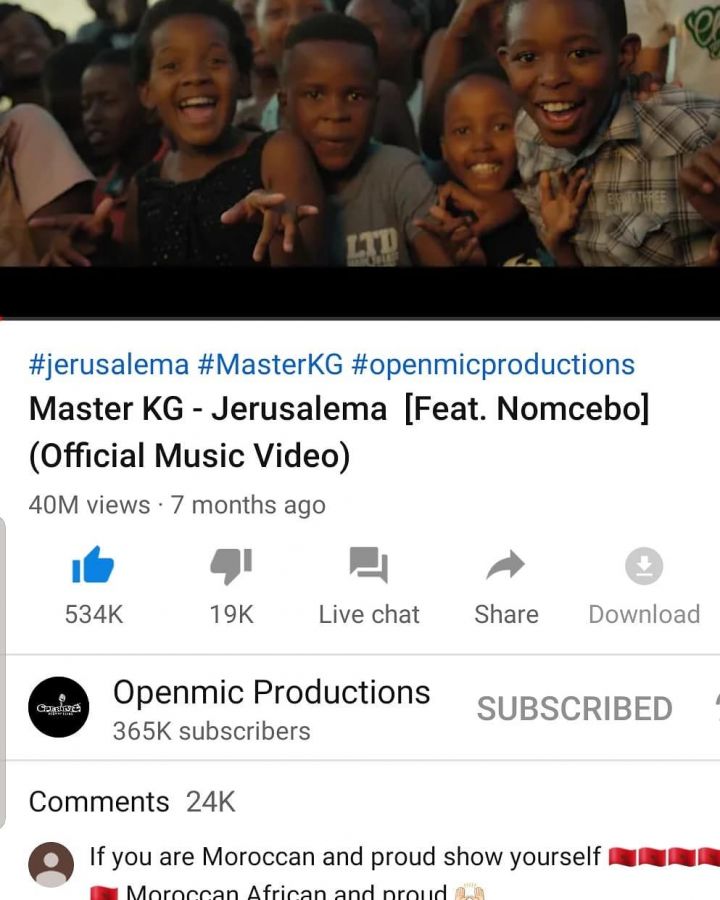 Master Kg'S Jerusalema Video Hits 40 Million Views 2