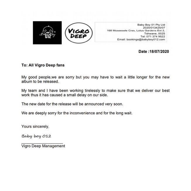 Vigro Deep Postpones &Quot;Rise Of A Baby Boy&Quot; Album Release Date 2