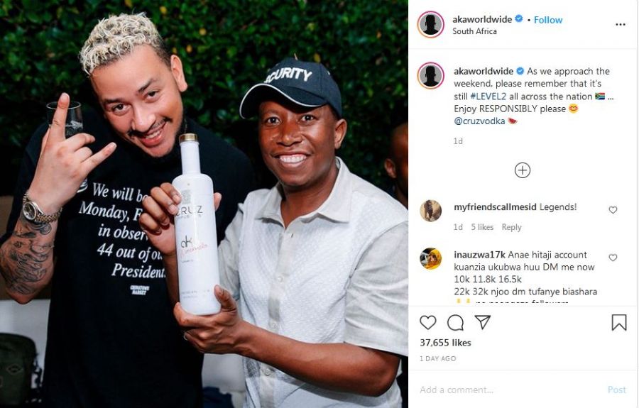 Aka'S Picture Of Julius Malema Holding Alcohol Ignites Controversy 2