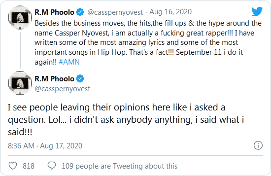 With &Quot;Amn&Quot; On The Way, Cassper Nyovest Speaks Of His Power And Influence 2