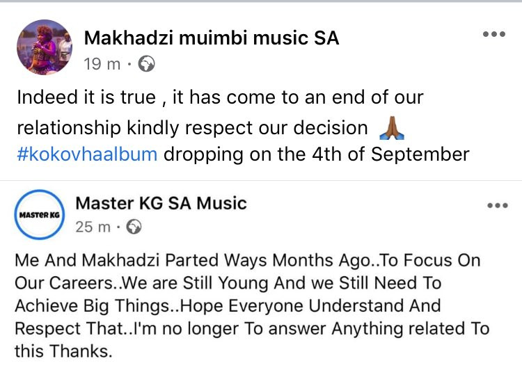 Fans Divided As Master Kg And Makhadzi Split 2