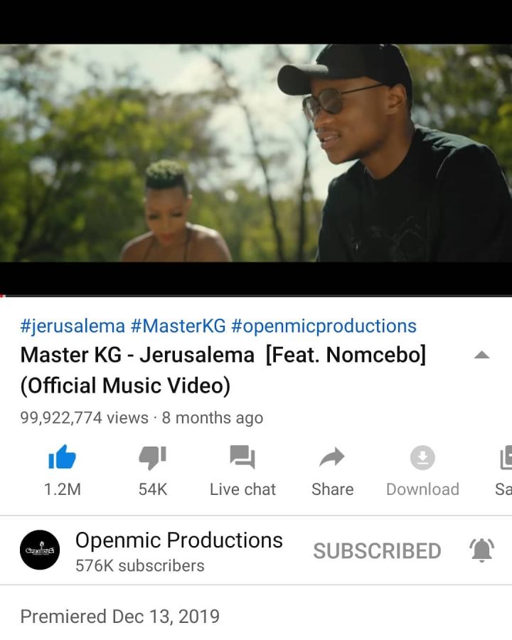 Master Kg’s &Quot;Jerusalema&Quot; Music Video Feat. Nomcebo Reaches Milestone Of 100 Million Youtube Views 2