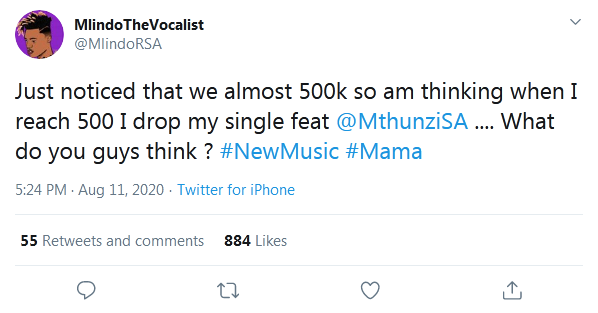 Mlindo The Vocalist Shares Condition For New Music 2