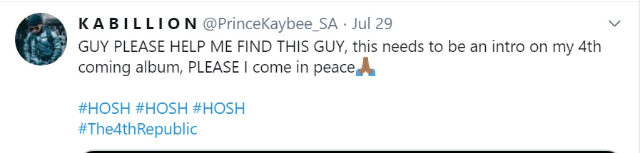 Prince Kaybee In Search Of Singer In Viral Video 2