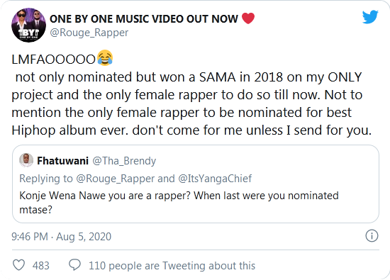 Rouge Affirms Position As The Best Female Rapper In South Africa 2