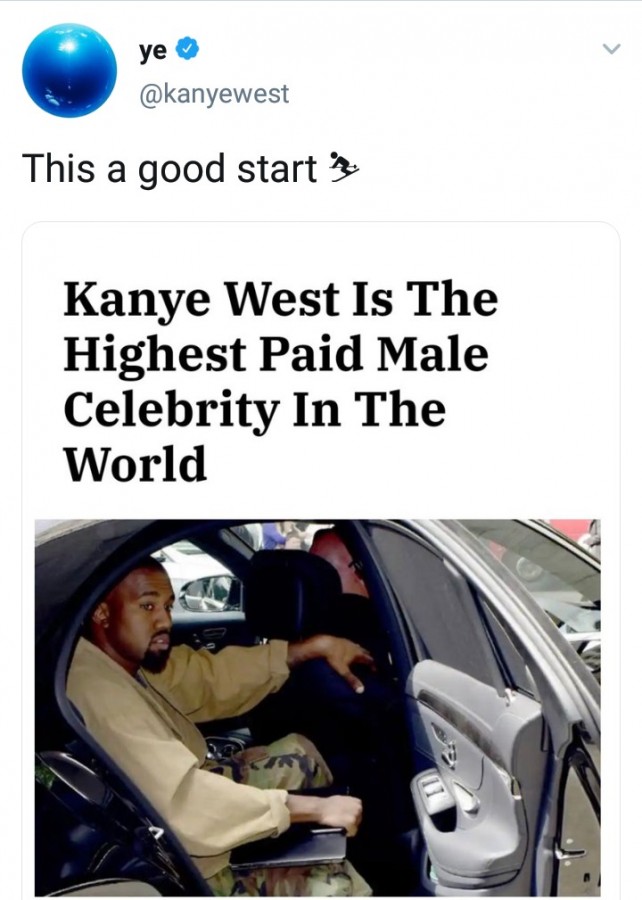 Fans React As Kanye West Claims To Be The Highest-Paid Male Celeb 2