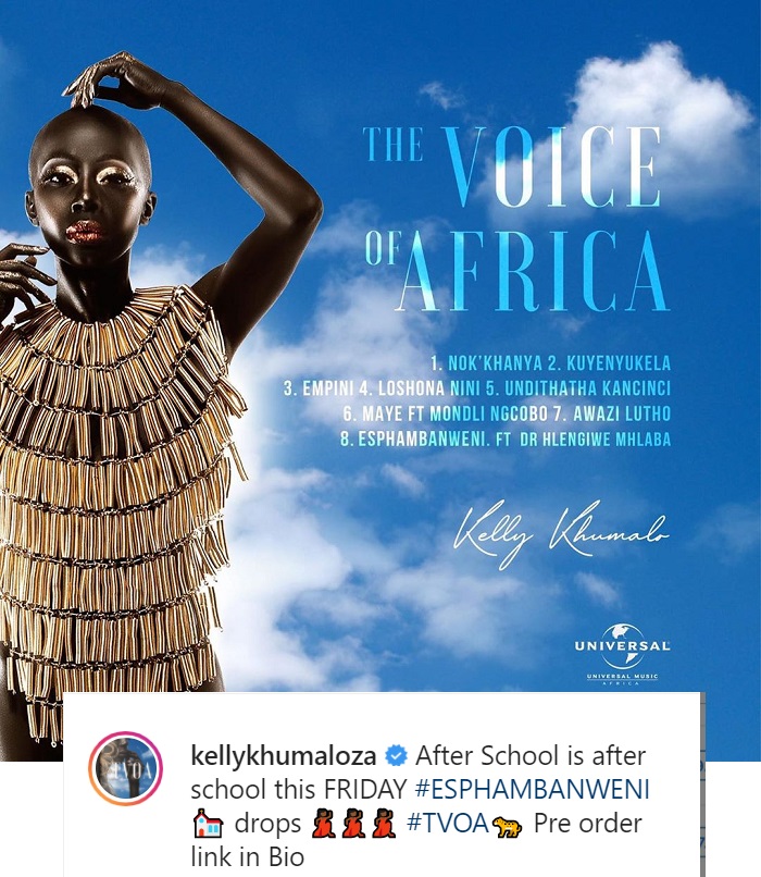 Kelly Khumalo Shares Esphambanweni Release Date And The Voice Of Africa (Tvoa) Tracklist 2
