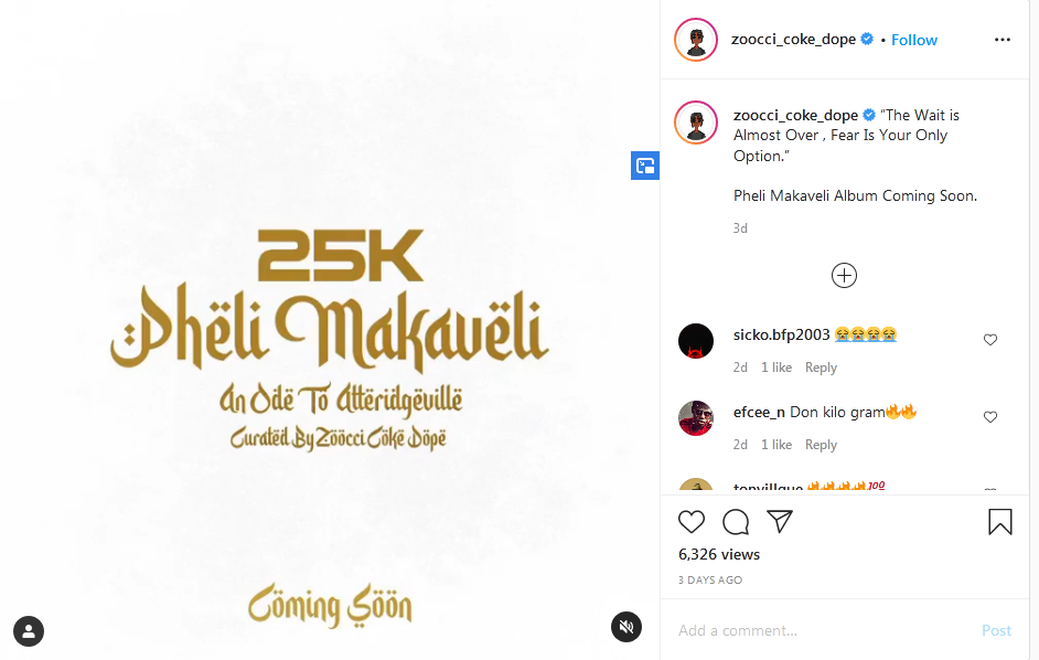 25K &Quot;Pheli Makaveli&Quot; Album Created By Zoocci Coke Dope Coming Soon 2