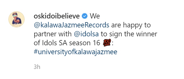 Kalawa Jazmee Records Partners With Idols Sa To Sign Winner 2