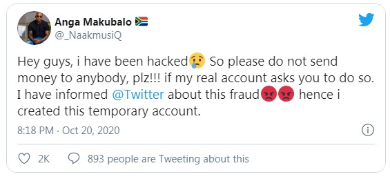 Naakmusiq Losses Verified Twitter Account To Hacker 3