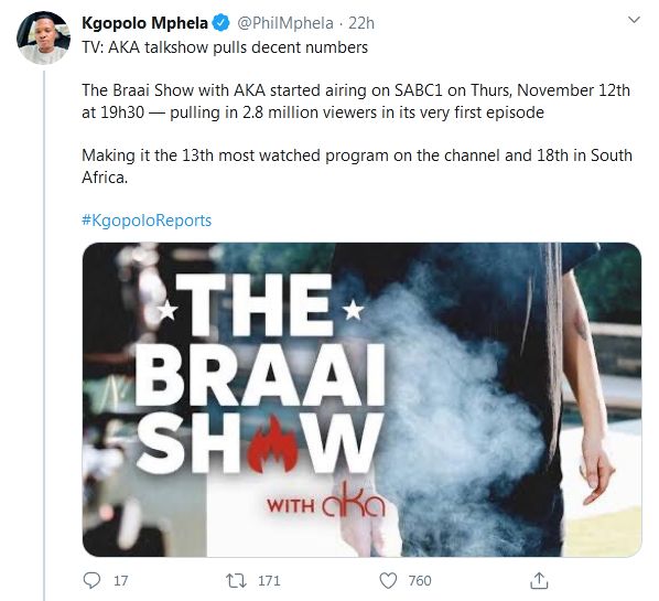 Aka Attracts 2.8 Million Viewers On First Episode Of His Braai Show On Sabc 1 2
