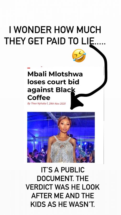 Enhle Mbali Dismisses Claims Of Losing Legal Battle Against Black Coffee 3