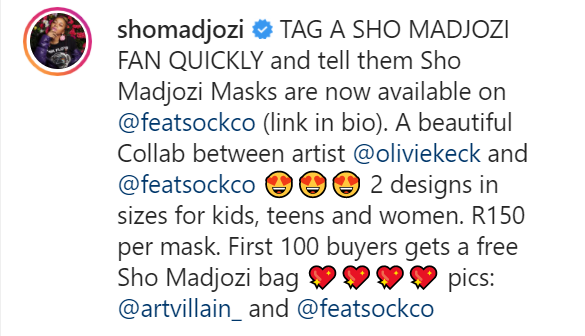 Sho Madjozi Launches Limited Edition Kids &Amp; Adult Face Masks 3