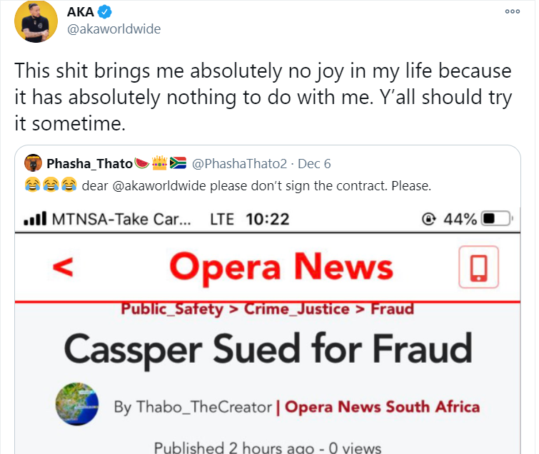 Aka Reacts To Being Dragged Into Cassper’s Lawsuit Scandal 2