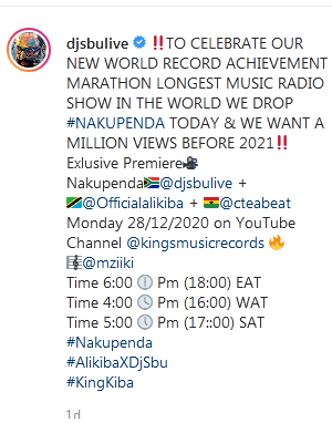 Dj Sbu Drops Nakupenda Video To Celebrate New World Record Achievement 2