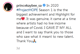 Prince Kaybee Says Project Hope Was His Biggest 2020 Achievement 2