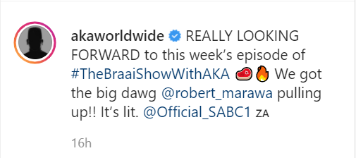 Robert Marawa To Join Aka On The Next Episode Of The Braai Show 2