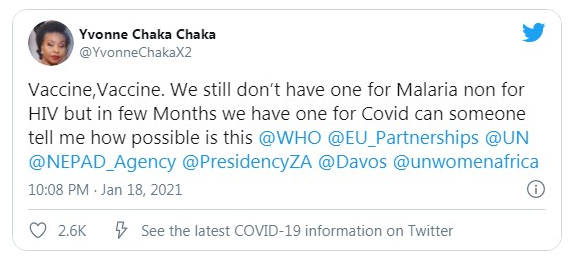 Yvonne Chaka Chaka Condemned Over Her Views On Coronavirus Vaccine 2