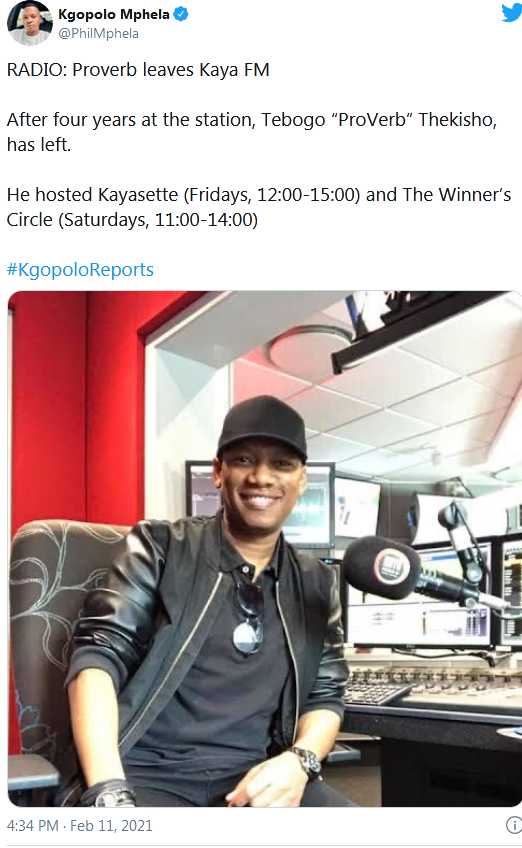 After 4 Productive Years, Proverb Exits Kaya Fm 2