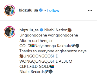 Big Zulu'S Ungqongqoshe Wongqongqoshe Album Attains Certified Gold Status 2